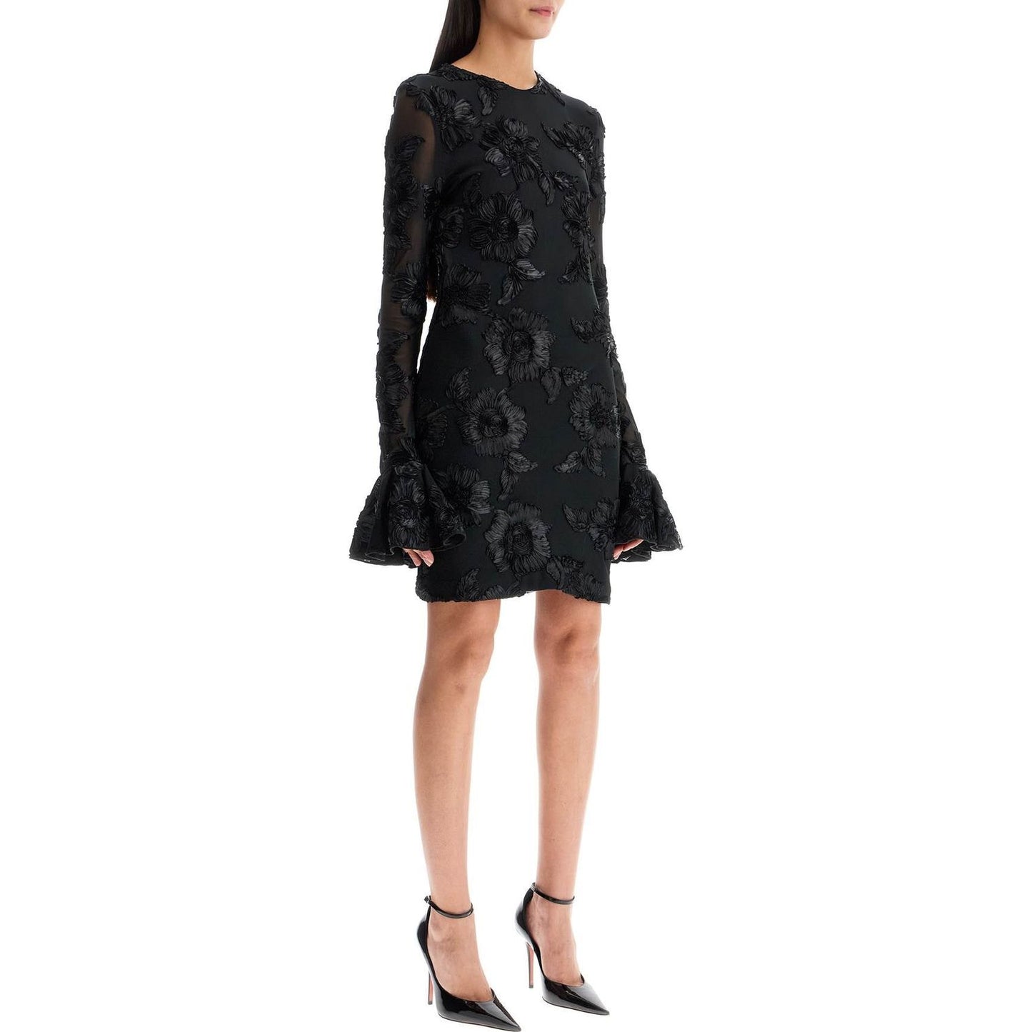 Rotate 'mesh mini dress with embroidered flower details