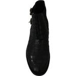Dolce & Gabbana Elegant Derby Brogue Boots in Exotic Leather Dolce & Gabbana Black