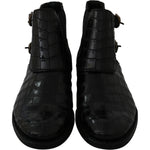 Dolce & Gabbana Elegant Derby Brogue Boots in Exotic Leather Dolce & Gabbana Black