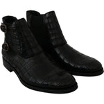 Dolce & Gabbana Elegant Derby Brogue Boots in Exotic Leather Dolce & Gabbana Black