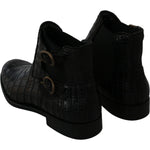 Dolce & Gabbana Elegant Derby Brogue Boots in Exotic Leather Dolce & Gabbana Black
