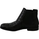 Dolce & Gabbana Elegant Derby Brogue Boots in Exotic Leather Dolce & Gabbana Black