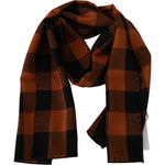 Costume National Chic Orange Check Wool Blend Scarf Costume National Black