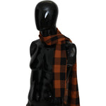 Costume National Chic Orange Check Wool Blend Scarf Costume National Black