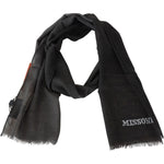Missoni Elegant Black Wool Scarf with Embroidered Logo Missoni Dark Slate Gray