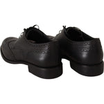Dolce & Gabbana Elegant Black Leather Derby Wingtip Shoes Dolce & Gabbana Black