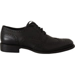 Dolce & Gabbana Elegant Black Leather Derby Wingtip Shoes Dolce & Gabbana Black