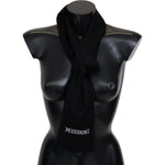 Missoni Elegant Embroidered Wool Scarf in Black Missoni Black