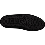 Dolce & Gabbana Elegant Black Leather Loafer Slides with Gold Embroidery Dolce & Gabbana Black
