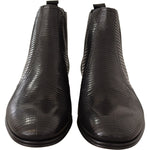 Dolce & Gabbana Elegant Black Leather Lizard Skin Derby Boots MAN BOOTS Dolce & Gabbana Dark Slate Gray
