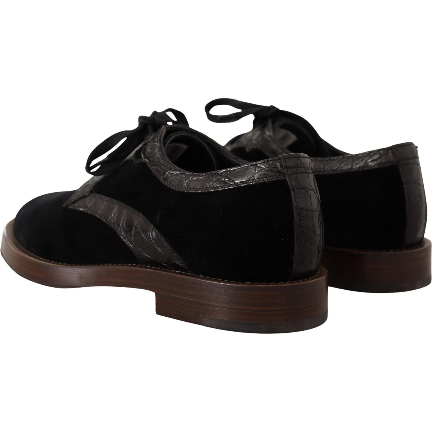 Dolce & Gabbana Elegant Black Velvet & Exotic Leather Dress Shoes Dolce & Gabbana Black