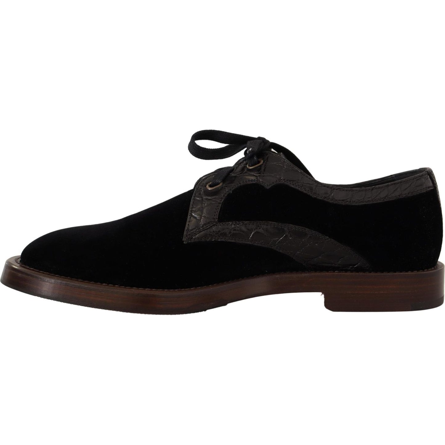Dolce & Gabbana Elegant Black Velvet & Exotic Leather Dress Shoes Dolce & Gabbana Black