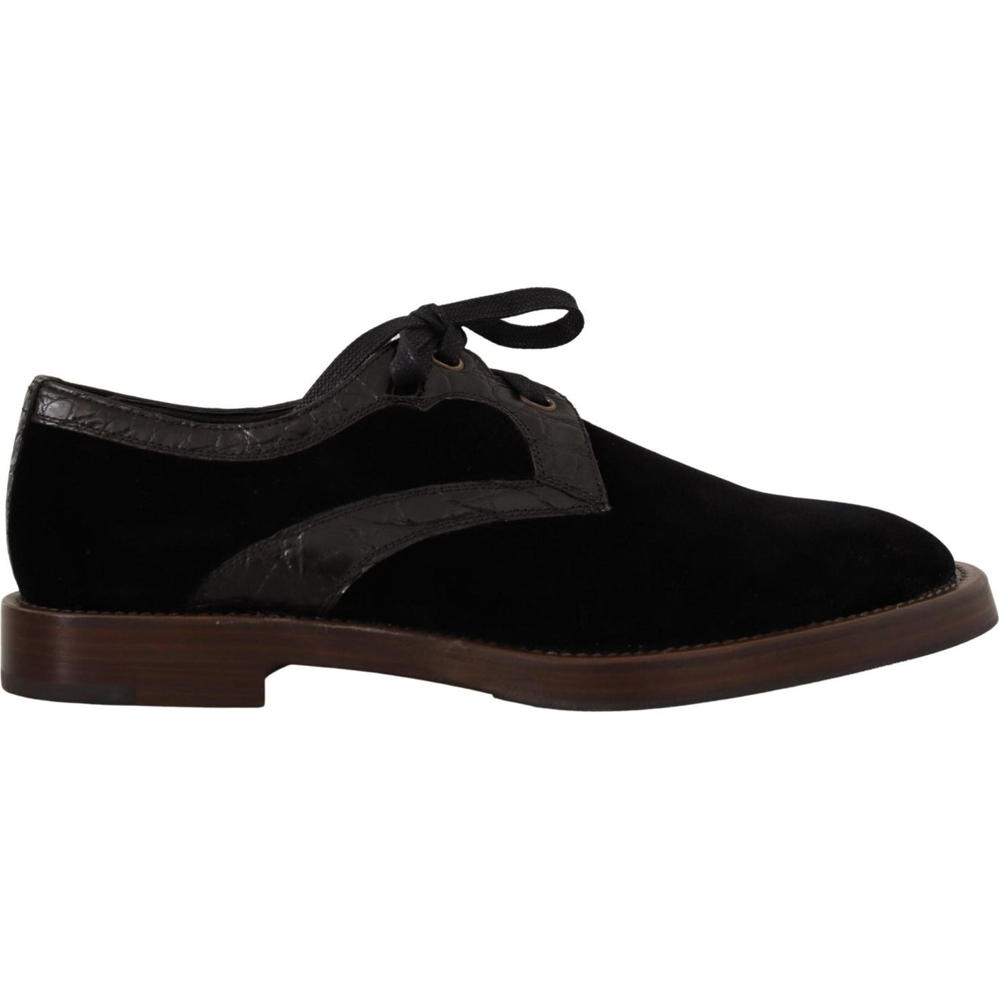 Dolce & Gabbana Elegant Black Velvet & Exotic Leather Dress Shoes Dolce & Gabbana Black
