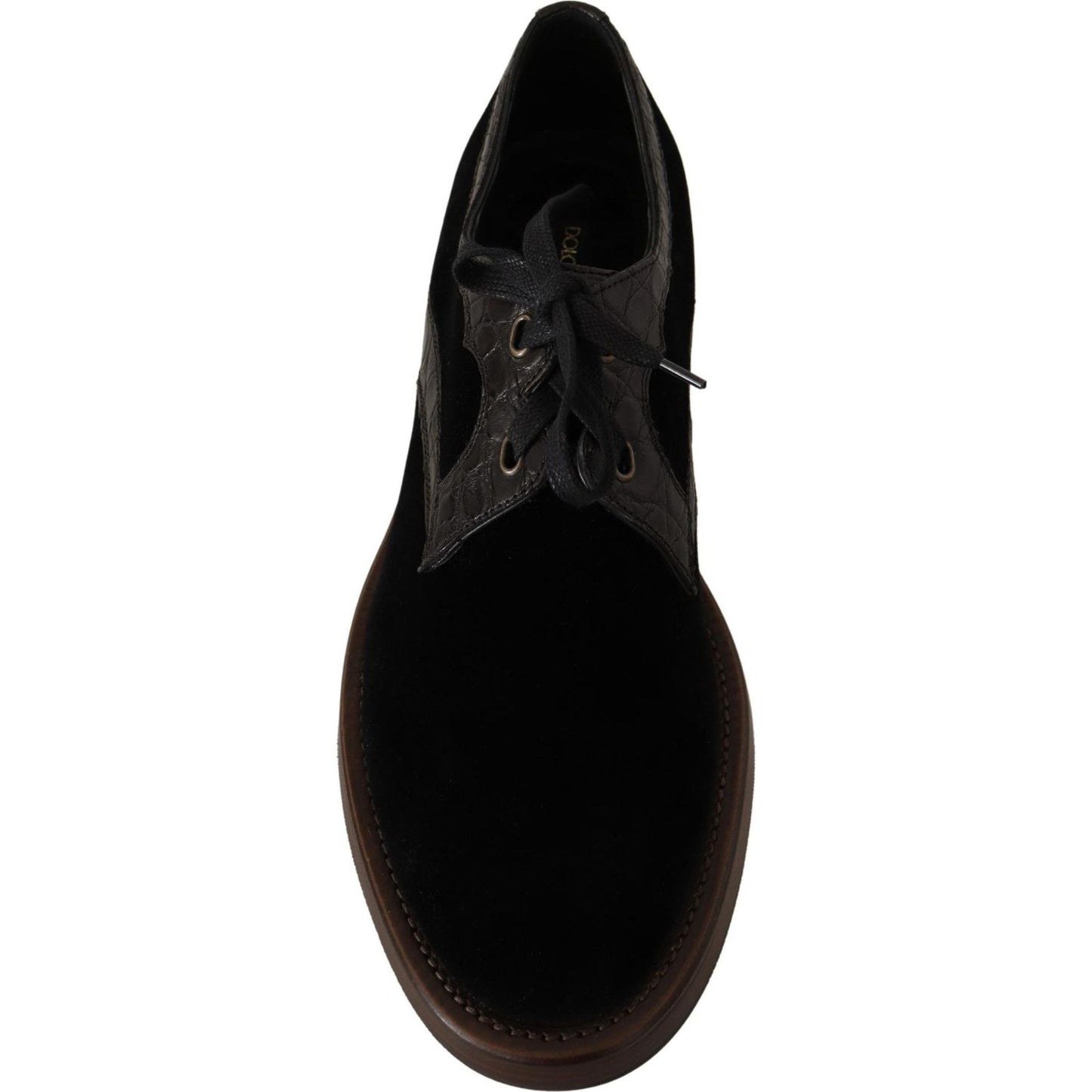 Dolce & Gabbana Elegant Black Velvet & Exotic Leather Dress Shoes Dolce & Gabbana Black