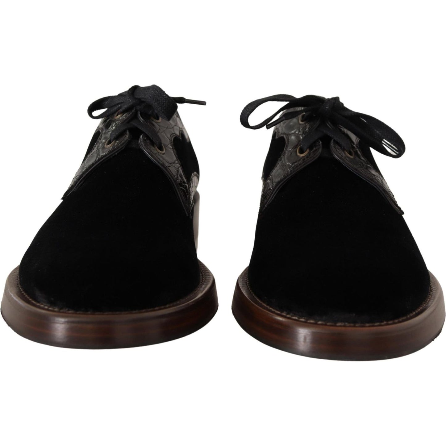 Dolce & Gabbana Elegant Black Velvet & Exotic Leather Dress Shoes Dolce & Gabbana Black