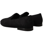Dolce & Gabbana Elegant Jacquard Slide On Loafers Flats Dolce & Gabbana Black