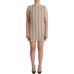 Dolce & Gabbana Chic Checkered Shift Mini Dress Dolce & Gabbana Rosy Brown