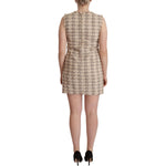 Dolce & Gabbana Chic Checkered Shift Mini Dress Dolce & Gabbana Rosy Brown