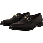 Salvatore Ferragamo Suave Black Leather Gancio Bit Loafers Dress Shoes Salvatore Ferragamo Black