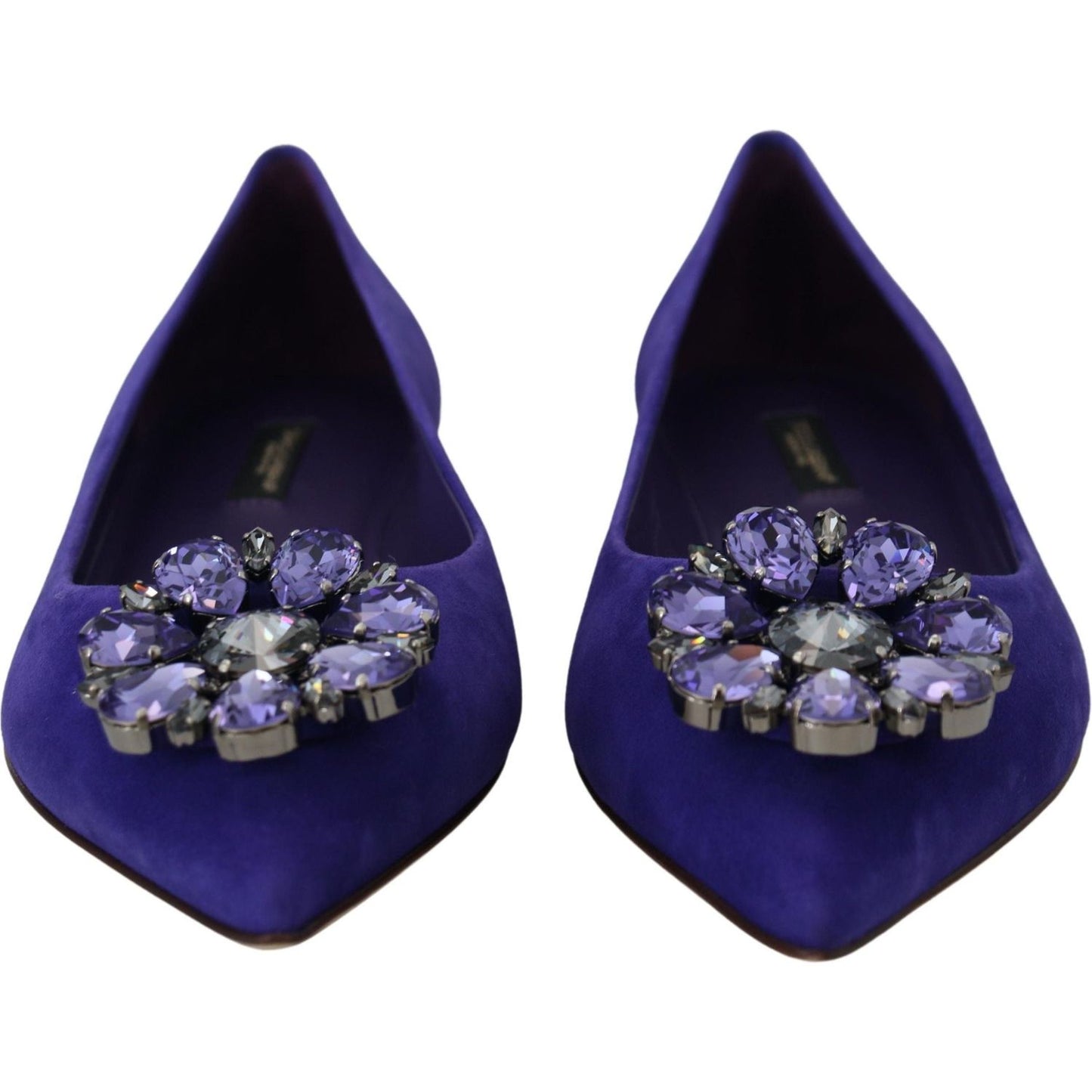 Dolce & Gabbana Embellished Crystal Purple Suede Flats