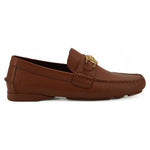 Versace Elegant Medusa-Embossed Leather Loafers Versace Saddle Brown
