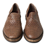 Dolce & Gabbana Elegant Leather Slipper Loafers in Brown Dolce & Gabbana Dark Olive Green