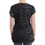 Cavalli Sultry Leopard V-Neck Modal Top Cavalli Dark Slate Gray