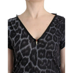 Cavalli Sultry Leopard V-Neck Modal Top Cavalli Tan