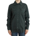 Cavalli Elegant Gray Cotton Button Down Shirt Cavalli Dark Slate Gray