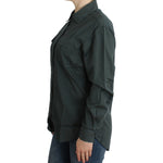 Cavalli Elegant Gray Cotton Button Down Shirt Cavalli Dark Slate Gray