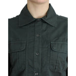 Cavalli Elegant Gray Cotton Button Down Shirt Cavalli Dark Slate Gray