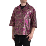 Dolce & Gabbana Fuchsia Pink Floral Jacquard Button Down Shirt Dolce & Gabbana Dim Gray