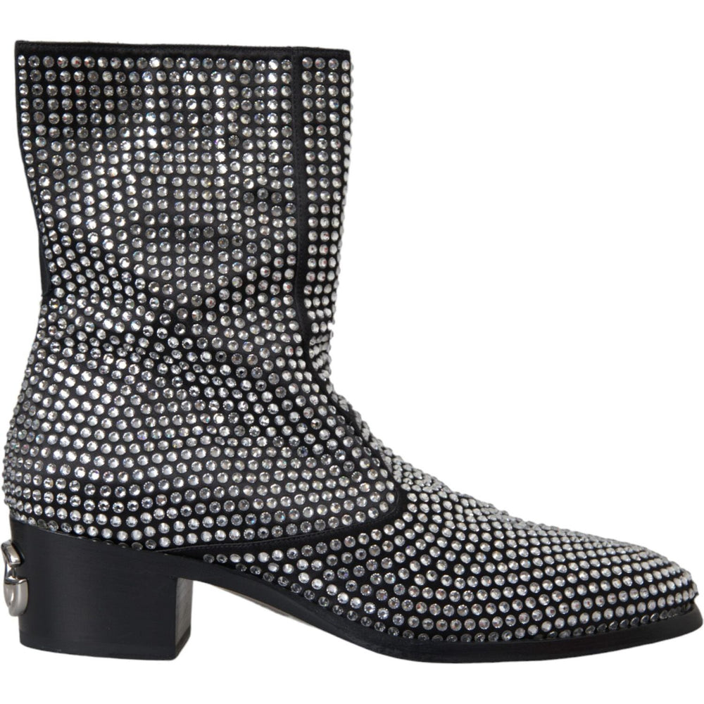 Dolce & Gabbana Black Rhinestone Crystal Chelsea Boots Shoes Dolce & Gabbana Dark Slate Gray