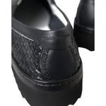 Dolce & Gabbana Black Woven Buffalo Leather Men Loafers Shoes Dolce & Gabbana Dark Slate Gray