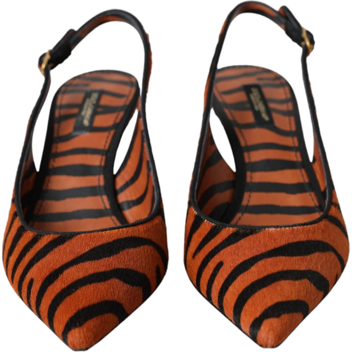 Dolce & Gabbana Black Orange Zebra Leather Slingbacks Shoes 1728,67345645728,Dolce & Gabbana,EU35/US4.5,EU36/US5.5,EU37/US6.5,EU38/US7.5,Material: Pony Hair,New with tags,Orange,Sandals - Women - Shoes,Shoes,Women - Shoes Dolce & Gabbana LA11133-35