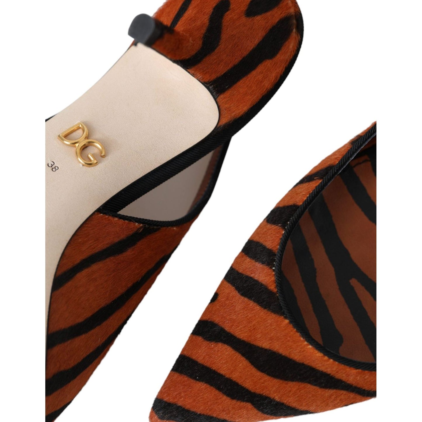 Dolce & Gabbana Black Orange Zebra Leather Slingbacks Shoes 1728,67345645728,Dolce & Gabbana,EU35/US4.5,EU36/US5.5,EU37/US6.5,EU38/US7.5,Material: Pony Hair,New with tags,Orange,Sandals - Women - Shoes,Shoes,Women - Shoes Dolce & Gabbana LA11133-35