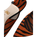 Dolce & Gabbana Black Orange Zebra Leather Slingbacks Shoes 1728,67345645728,Dolce & Gabbana,EU35/US4.5,EU36/US5.5,EU37/US6.5,EU38/US7.5,Material: Pony Hair,New with tags,Orange,Sandals - Women - Shoes,Shoes,Women - Shoes Dolce & Gabbana LA11133-35