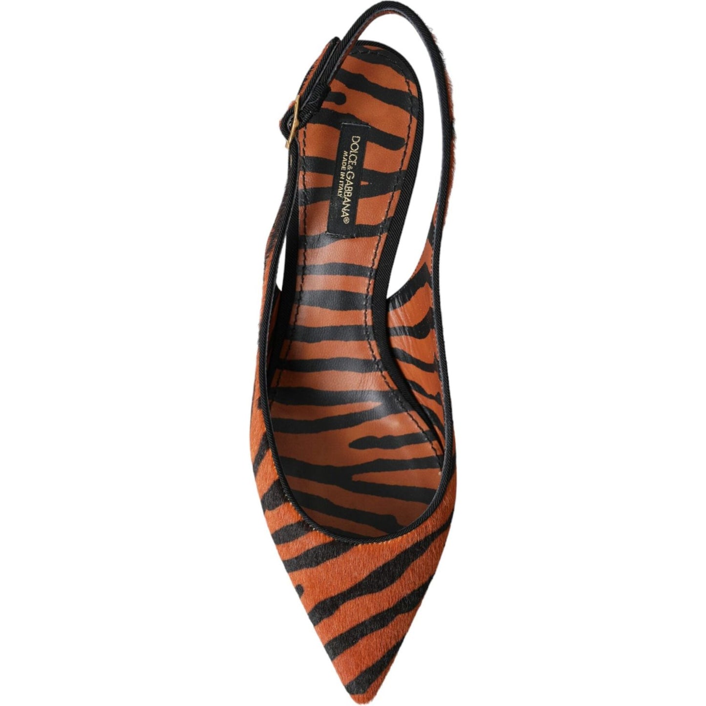 Dolce & Gabbana Black Orange Zebra Leather Slingbacks Shoes 1728,67345645728,Dolce & Gabbana,EU35/US4.5,EU36/US5.5,EU37/US6.5,EU38/US7.5,Material: Pony Hair,New with tags,Orange,Sandals - Women - Shoes,Shoes,Women - Shoes Dolce & Gabbana LA11133-35