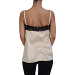 Dolce & Gabbana Beige Lace Spaghetti Logo Embroidery Top Dolce & Gabbana Rosy Brown