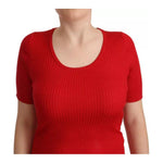Dolce & Gabbana Red Silk T-shirt Short Sleeve Top Blouse Dolce & Gabbana Firebrick