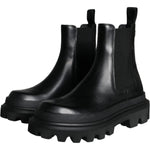 Dolce & Gabbana Black Leather Slip On Stretch Trekking Boots Shoes Dolce & Gabbana Black