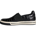 Dolce & Gabbana Black Leather Loafers Slippers Casual Shoes Dolce & Gabbana Light Gray
