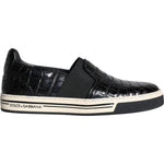 Dolce & Gabbana Black Leather Loafers Slippers Casual Shoes Dolce & Gabbana Antique White