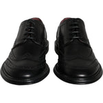 Dolce & Gabbana Black Leather Oxford Wingtip Formal Men Shoes Dolce & Gabbana Black