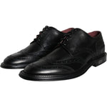 Dolce & Gabbana Black Leather Oxford Wingtip Formal Men Shoes Dolce & Gabbana Black