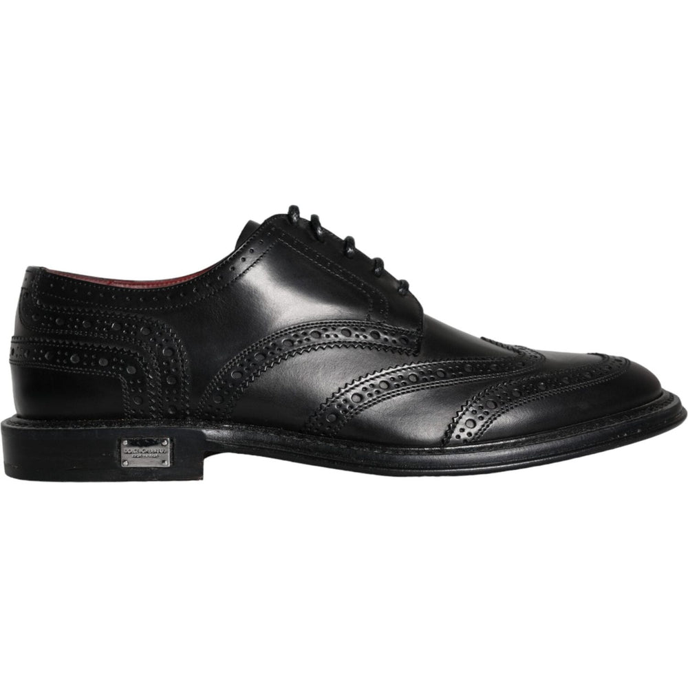 Dolce & Gabbana Black Leather Oxford Wingtip Formal Men Shoes Dolce & Gabbana Black
