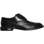 Dolce & Gabbana Black Leather Oxford Wingtip Formal Men Shoes Dolce & Gabbana Black