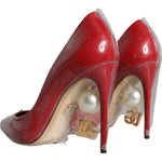 Dolce & Gabbana Red Patent Leather Faux Pearl Heels Pumps Shoes Dolce & Gabbana Sienna