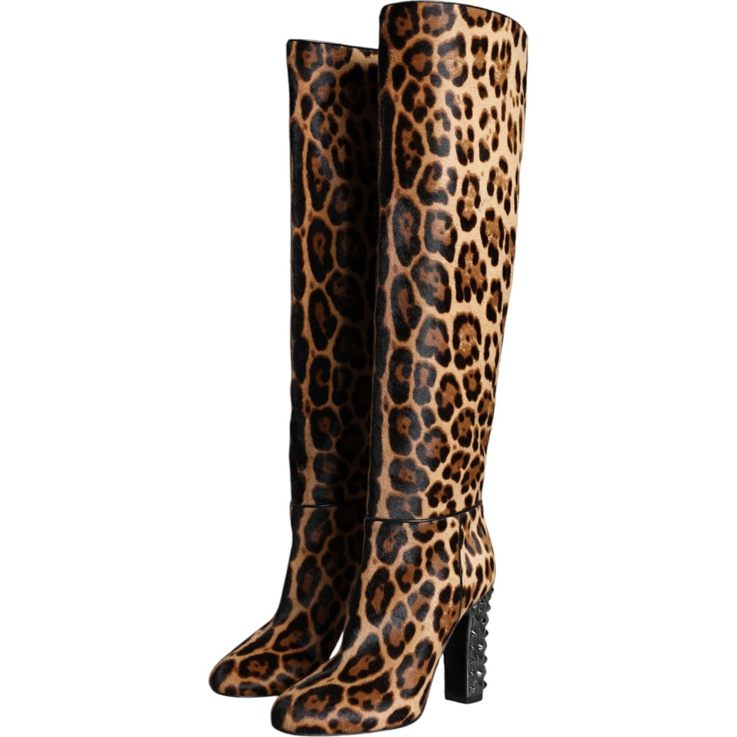 Dolce & Gabbana Beige Black Leopard Knee High Boots Shoes 1728,67345645728,Beige,Boots - Women - Shoes,Dolce & Gabbana,EU37/US6.5,EU38.5/US8,Material: 99% Calf Fur 1% Lamb Leather,New with tags,Shoes,Women,Women - Shoes Dolce & Gabbana LA11526-37