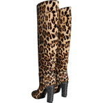 Dolce & Gabbana Beige Black Leopard Knee High Boots Shoes 1728,67345645728,Beige,Boots - Women - Shoes,Dolce & Gabbana,EU37/US6.5,EU38.5/US8,Material: 99% Calf Fur 1% Lamb Leather,New with tags,Shoes,Women,Women - Shoes Dolce & Gabbana LA11526-37